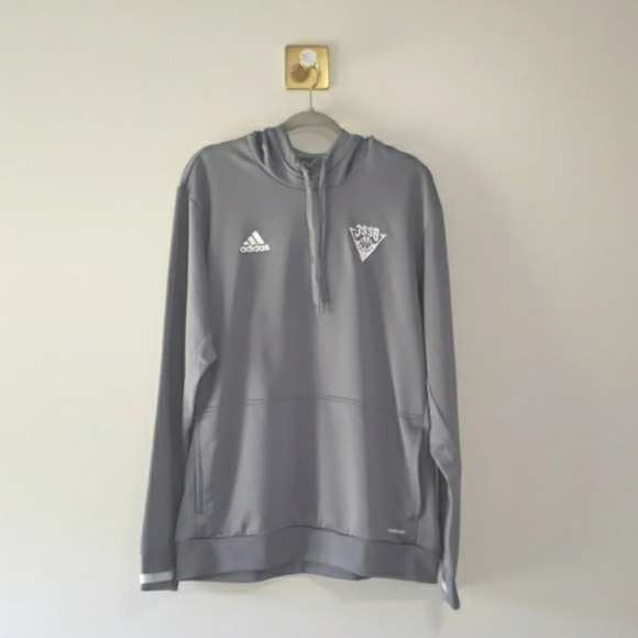 Rare Adidas Warm-Up Hoodie Men XL Gray Basketball Travel Team 3SSB Circuit Logo - Picture 1 of 16